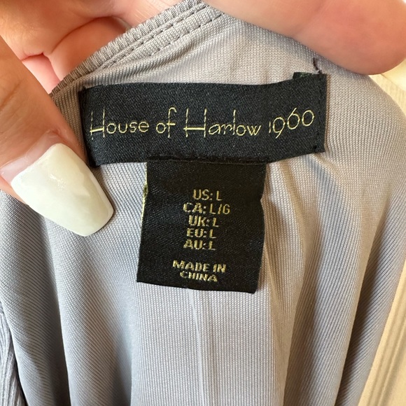 House of Harlow 1960 High-neck Grey Ribbed Bodysuit Enhancing Essentials - Picture 4 of 4